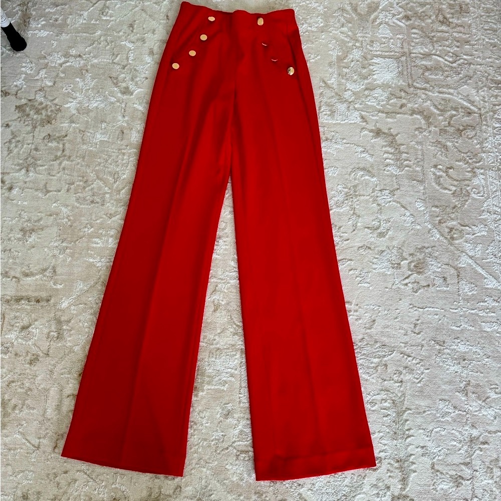 Express Wide Leg Red High-Waisted Pants XXS